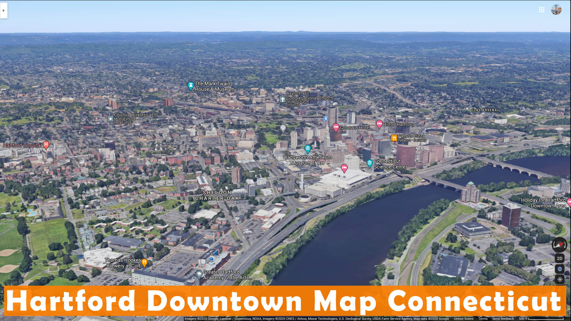 Hartford Downtown Map Connecticut